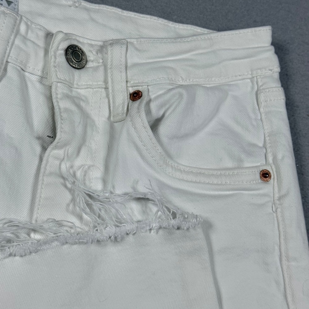 Zara Womens White High Waisted Straight Leg Raw Hem Denim Jeans Size 2